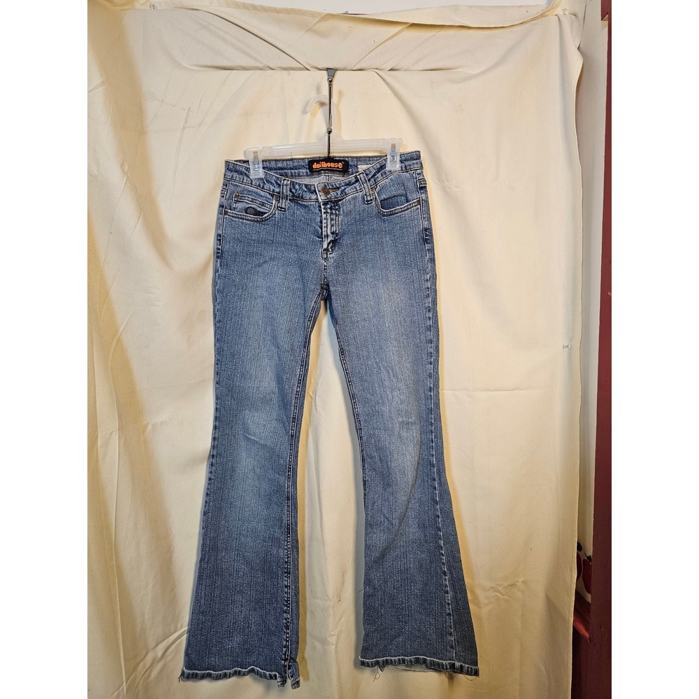 Dollhouse Low Rise Flare Jeans Medium Wash Blue Denim Y2K 6T-2297CR Size 7/8